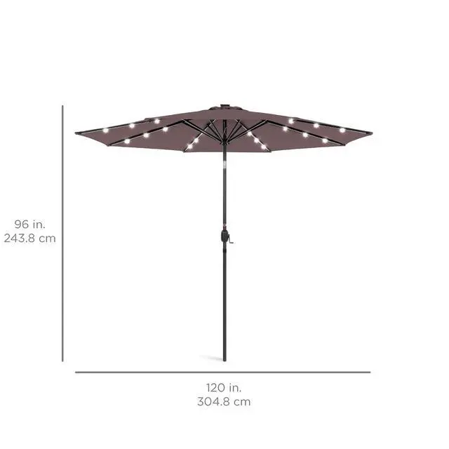 Alt view image 7 of 7 - 10ft Solar Polyester LED Lighted Patio Umbrella w/Tilt Adjustment and UV-Resistant Fabric - Deep Taupe