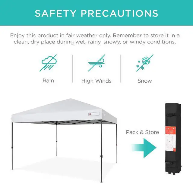 Alt view image 5 of 7 - 10x10ft Pop Up Canopy Tent, Outdoor Shade, 1 Person 1 Minute Set Up, Carry Case, 4 Weight Bags - White