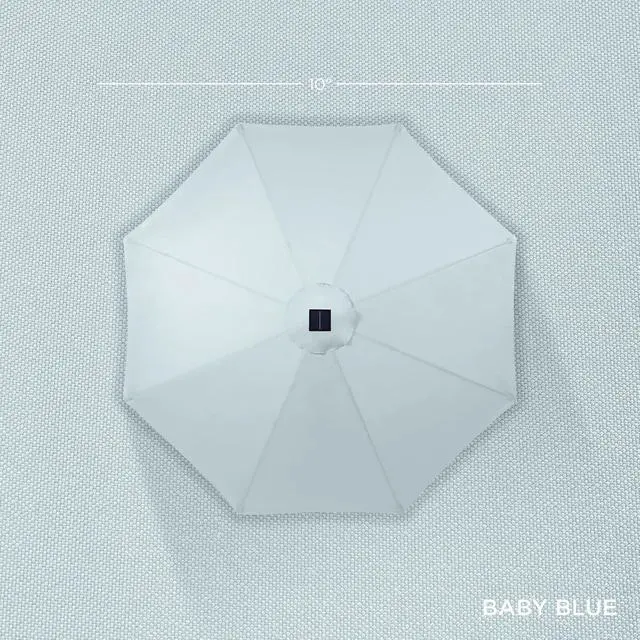 Alt view image 4 of 7 - 10ft Solar Polyester LED Lighted Patio Umbrella w/Tilt Adjustment and UV-Resistant Fabric - Baby Blue