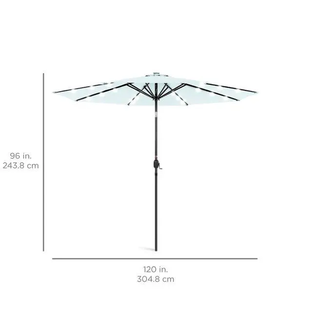 Alt view image 7 of 7 - 10ft Solar Polyester LED Lighted Patio Umbrella w/Tilt Adjustment and UV-Resistant Fabric - Baby Blue