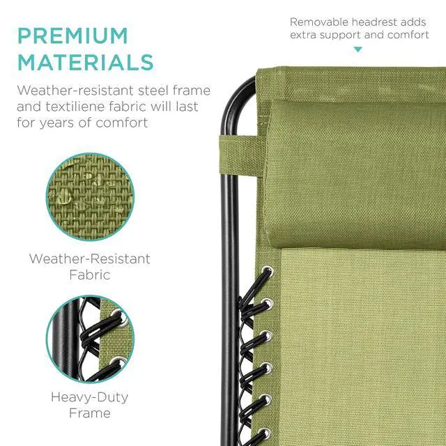 Alt view image 7 of 7 - Set of 2 Adjustable Steel Mesh Zero Gravity Lounge Chair Recliners w/Pillows and Cup Holder Trays - Dusty Green/Black