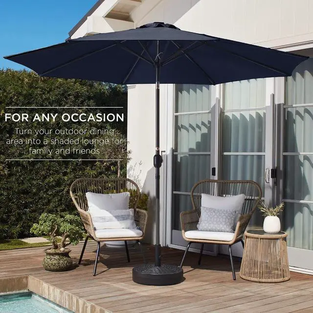 Alt view image 3 of 7 - 10ft Outdoor Patio Umbrella, Outdoor Table Umbrella, Yard Umbrella, Market Umbrella with 6 Sturdy Ribs, Push Button, Tilt and Crank - Navy Blue