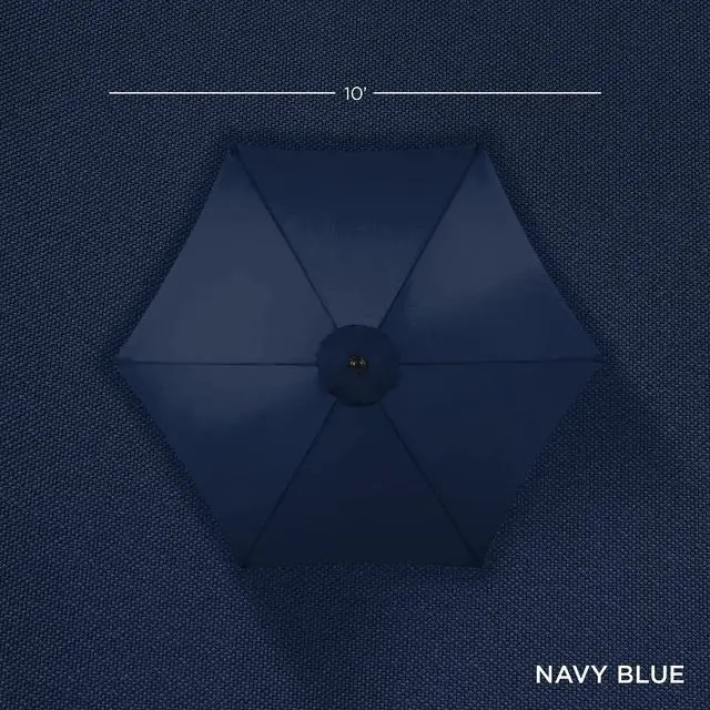 Alt view image 4 of 7 - 10ft Outdoor Patio Umbrella, Outdoor Table Umbrella, Yard Umbrella, Market Umbrella with 6 Sturdy Ribs, Push Button, Tilt and Crank - Navy Blue