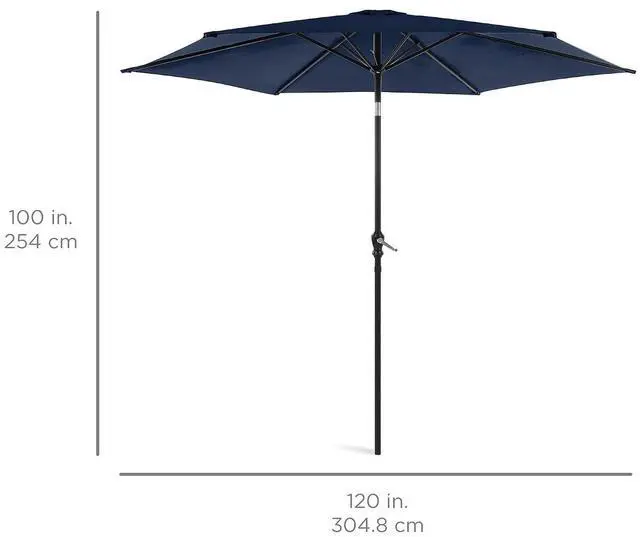 Alt view image 7 of 7 - 10ft Outdoor Patio Umbrella, Outdoor Table Umbrella, Yard Umbrella, Market Umbrella with 6 Sturdy Ribs, Push Button, Tilt and Crank - Navy Blue