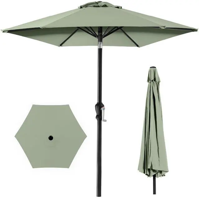 Main image of 10ft Outdoor Patio Umbrella, Outdoor Table Umbrella, Yard Umbrella, Market Umbrella with 6 Sturdy Ribs, Push Button, Tilt and Crank - Sage Green