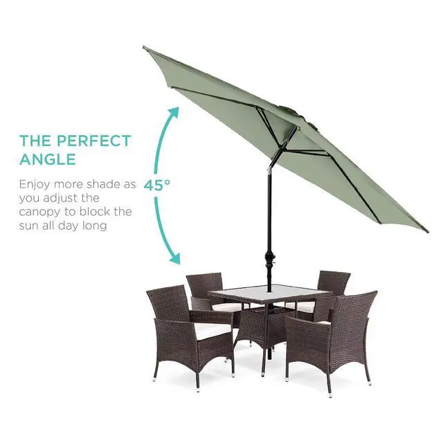 Alt view image 2 of 7 - 10ft Outdoor Patio Umbrella, Outdoor Table Umbrella, Yard Umbrella, Market Umbrella with 6 Sturdy Ribs, Push Button, Tilt and Crank - Sage Green
