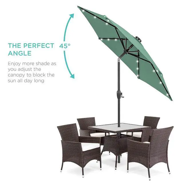 Alt view image 2 of 7 - 7.5ft Solar Umbrella LED Lighted Patio Umbrella, Table Market Umbrella with Tilt and Crank, Outdoor Umbrella for Garden, Deck, Backyard, Pool and Beach - Seaglass
