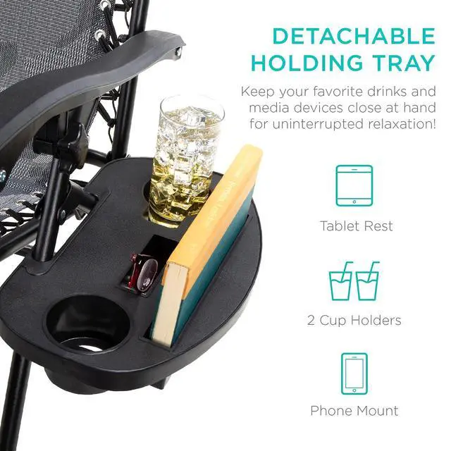 Alt view image 6 of 7 - Set of 2 Adjustable Steel Mesh Zero Gravity Lounge Chair Recliners w/Pillows and Cup Holder Trays - Camoflage