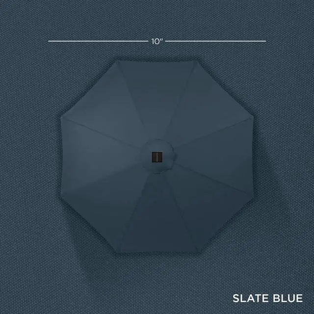 Alt view image 4 of 7 - 10ft Solar Polyester LED Lighted Patio Umbrella w/Tilt Adjustment and UV-Resistant Fabric - Slate Blue