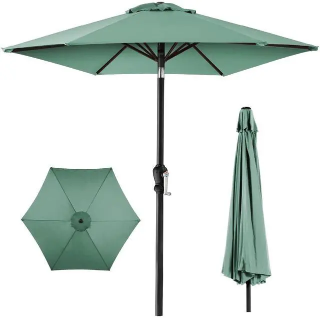 Main image of 10ft Outdoor Patio Umbrella, Outdoor Table Umbrella, Yard Umbrella, Market Umbrella with 6 Sturdy Ribs, Push Button, Tilt and Crank - Seaglass