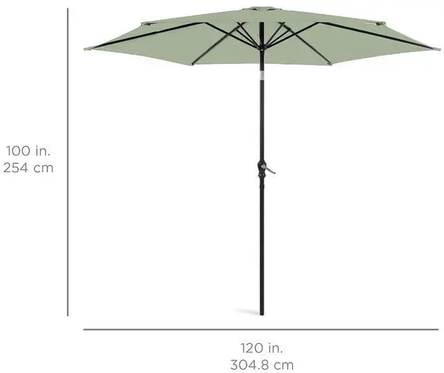 Alt view image 7 of 7 - 10ft Outdoor Patio Umbrella, Outdoor Table Umbrella, Yard Umbrella, Market Umbrella with 6 Sturdy Ribs, Push Button, Tilt and Crank - Sage Green