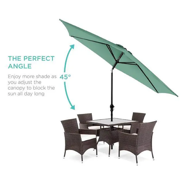 Alt view image 2 of 7 - 10ft Outdoor Patio Umbrella, Outdoor Table Umbrella, Yard Umbrella, Market Umbrella with 6 Sturdy Ribs, Push Button, Tilt and Crank - Seaglass
