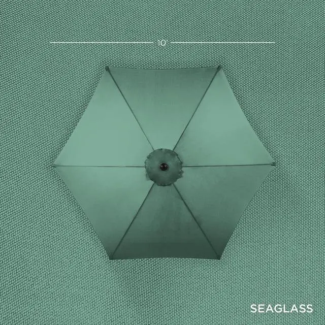 Alt view image 4 of 7 - 10ft Outdoor Patio Umbrella, Outdoor Table Umbrella, Yard Umbrella, Market Umbrella with 6 Sturdy Ribs, Push Button, Tilt and Crank - Seaglass