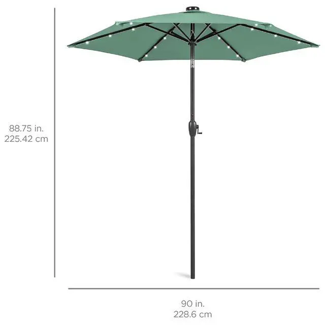 Alt view image 7 of 7 - 7.5ft Solar Umbrella LED Lighted Patio Umbrella, Table Market Umbrella with Tilt and Crank, Outdoor Umbrella for Garden, Deck, Backyard, Pool and Beach - Seaglass