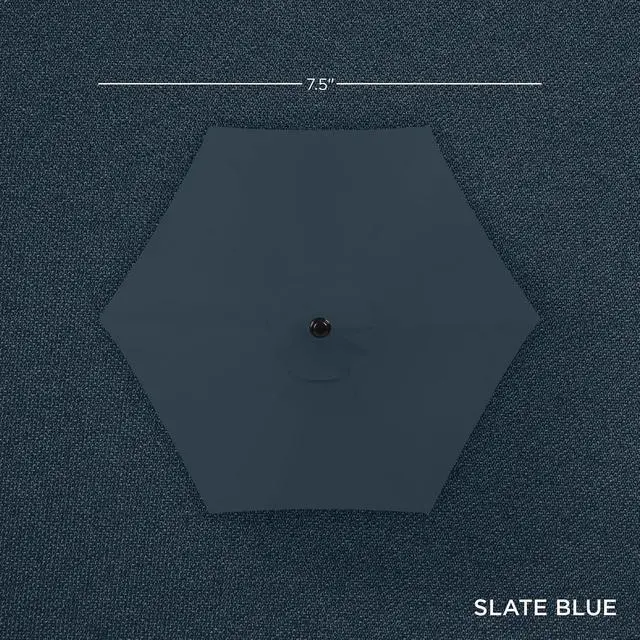 Alt view image 4 of 7 - 7.5ft Solar Umbrella LED Lighted Patio Umbrella, Table Market Umbrella with Tilt and Crank, Outdoor Umbrella for Garden, Deck, Backyard, Pool and Beach - Slate Blue
