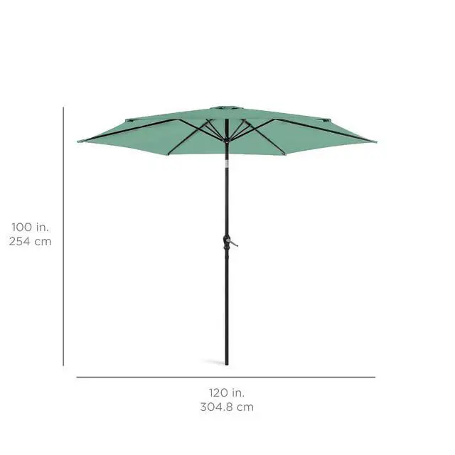 Alt view image 7 of 7 - 10ft Outdoor Patio Umbrella, Outdoor Table Umbrella, Yard Umbrella, Market Umbrella with 6 Sturdy Ribs, Push Button, Tilt and Crank - Seaglass
