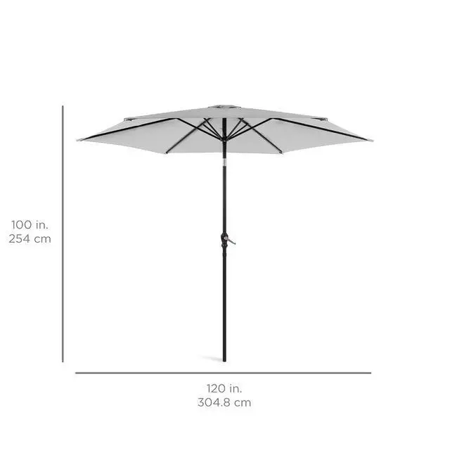Alt view image 7 of 7 - 10ft Outdoor Patio Umbrella, Outdoor Table Umbrella, Yard Umbrella, Market Umbrella with 6 Sturdy Ribs, Push Button, Tilt and Crank - Fog Gray