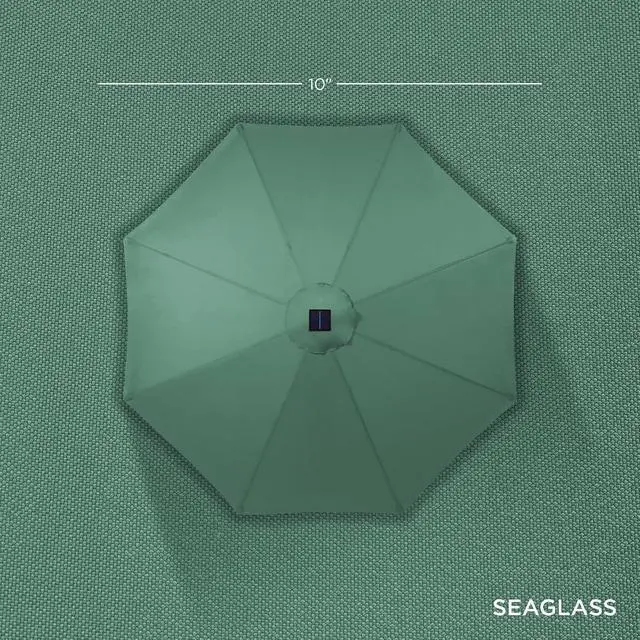 Alt view image 4 of 7 - 10ft Solar Polyester LED Lighted Patio Umbrella w/Tilt Adjustment and UV-Resistant Fabric - Seaglass