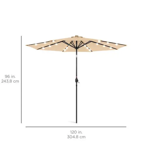 Alt view image 7 of 7 - 10ft Solar Polyester LED Lighted Patio Umbrella w/Tilt Adjustment and UV-Resistant Fabric - Sand
