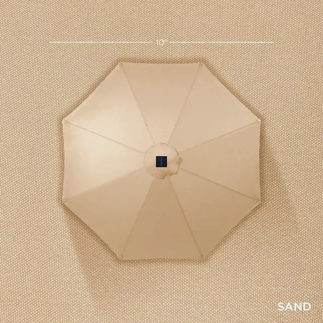 Alt view image 4 of 7 - 10ft Solar Polyester LED Lighted Patio Umbrella w/Tilt Adjustment and UV-Resistant Fabric - Sand