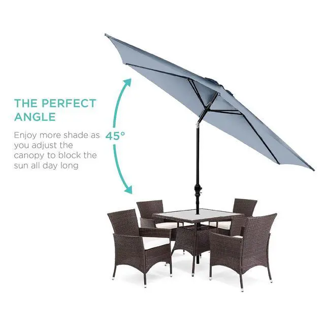Alt view image 2 of 7 - 10ft Outdoor Patio Umbrella, Outdoor Table Umbrella, Yard Umbrella, Market Umbrella with 6 Sturdy Ribs, Push Button, Tilt and Crank - Breeze Blue