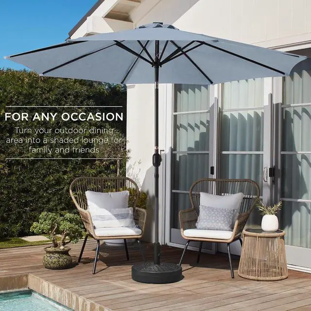 Alt view image 3 of 7 - 10ft Outdoor Patio Umbrella, Outdoor Table Umbrella, Yard Umbrella, Market Umbrella with 6 Sturdy Ribs, Push Button, Tilt and Crank - Breeze Blue