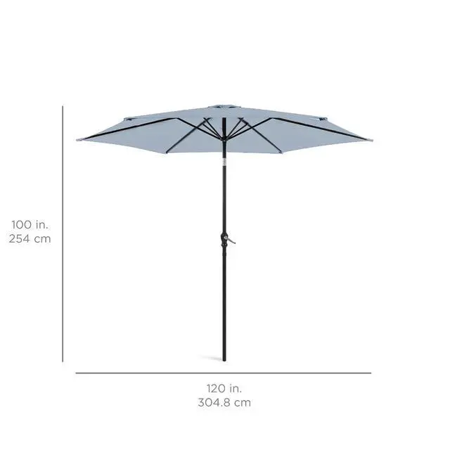 Alt view image 7 of 7 - 10ft Outdoor Patio Umbrella, Outdoor Table Umbrella, Yard Umbrella, Market Umbrella with 6 Sturdy Ribs, Push Button, Tilt and Crank - Breeze Blue