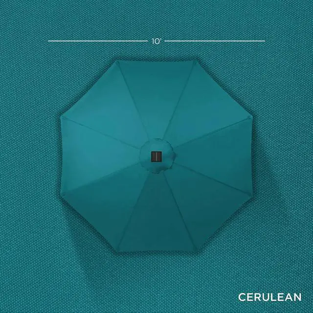 Alt view image 4 of 7 - 10ft Solar Polyester LED Lighted Patio Umbrella w/Tilt Adjustment and UV-Resistant Fabric - Cerulean
