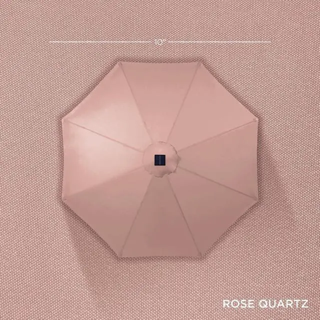 Alt view image 4 of 7 - 10ft Solar Polyester LED Lighted Patio Umbrella w/Tilt Adjustment and UV-Resistant Fabric - Rose Quartz
