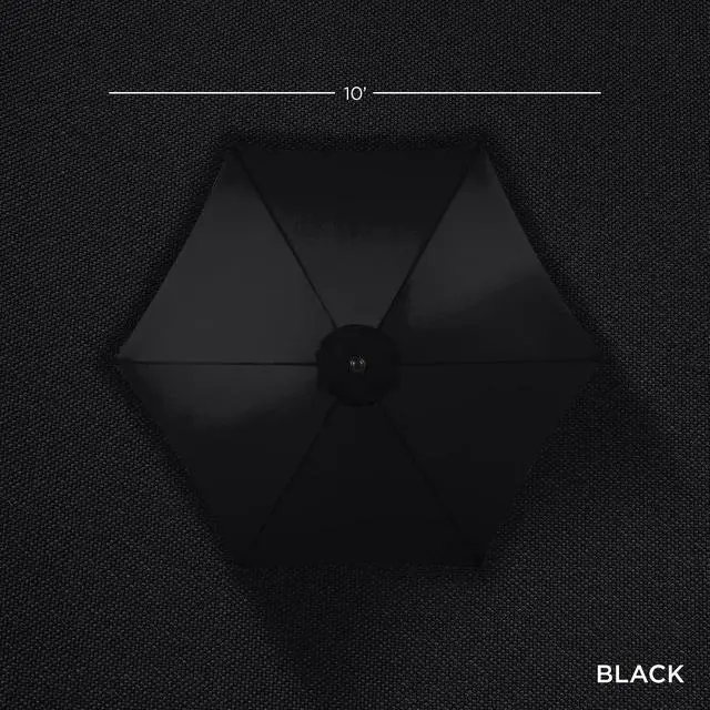 Alt view image 4 of 7 - 10ft Outdoor Patio Umbrella, Outdoor Table Umbrella, Yard Umbrella, Market Umbrella with 6 Sturdy Ribs, Push Button, Tilt and Crank - Black