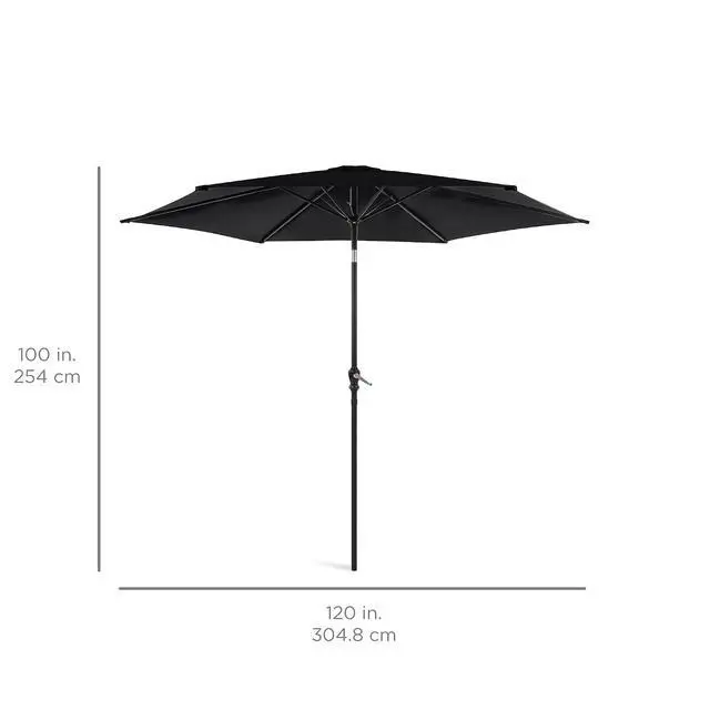 Alt view image 7 of 7 - 10ft Outdoor Patio Umbrella, Outdoor Table Umbrella, Yard Umbrella, Market Umbrella with 6 Sturdy Ribs, Push Button, Tilt and Crank - Black