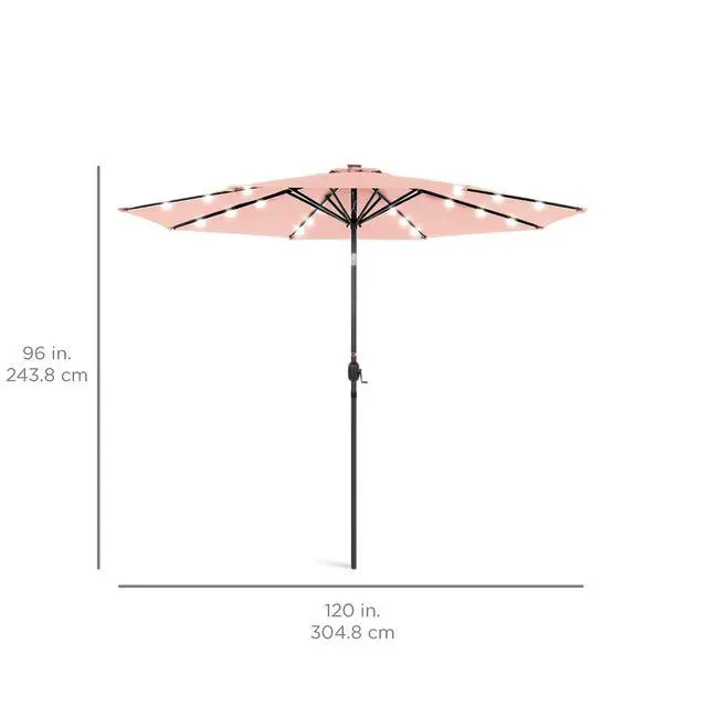 Alt view image 7 of 7 - 10ft Solar Polyester LED Lighted Patio Umbrella w/Tilt Adjustment and UV-Resistant Fabric - Rose Quartz