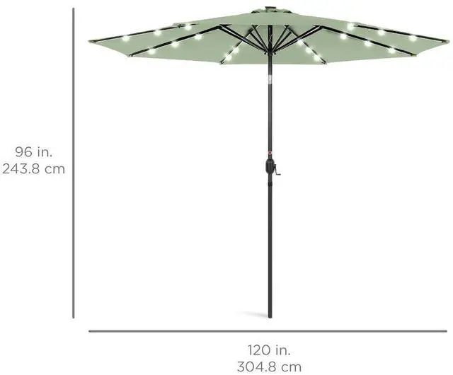 Alt view image 7 of 7 - 10ft Solar Polyester LED Lighted Patio Umbrella w/Tilt Adjustment and UV-Resistant Fabric - Sage Green