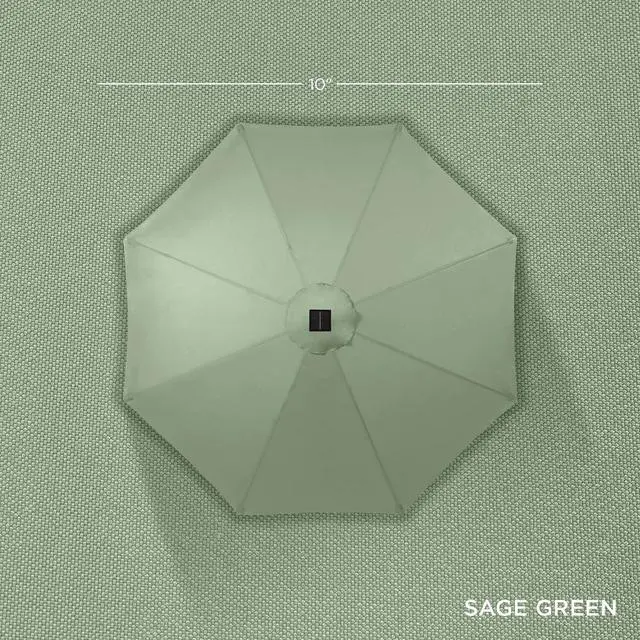 Alt view image 4 of 7 - 10ft Solar Polyester LED Lighted Patio Umbrella w/Tilt Adjustment and UV-Resistant Fabric - Sage Green
