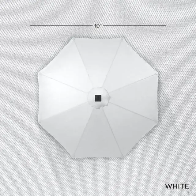 Alt view image 4 of 7 - 10ft Solar Polyester LED Lighted Patio Umbrella w/Tilt Adjustment and UV-Resistant Fabric - White