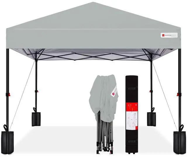 Main image of 10x10ft Pop Up Canopy Tent, Outdoor Shade, 1 Person 1 Minute Set Up, Carry Case, 4 Weight Bags - Silver