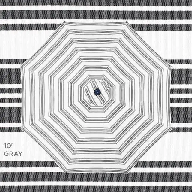 Alt view image 4 of 7 - 10ft Solar Polyester LED Lighted Patio Umbrella w/Tilt Adjustment and UV-Resistant Fabric - Striped Gray