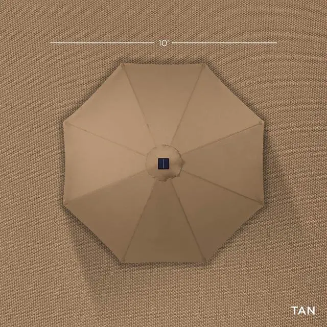 Alt view image 4 of 7 - 10ft Solar Polyester LED Lighted Patio Umbrella w/Tilt Adjustment and UV-Resistant Fabric - Tan