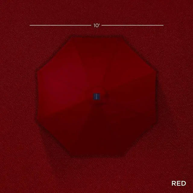 Alt view image 4 of 7 - 10ft Solar Polyester LED Lighted Patio Umbrella w/Tilt Adjustment and UV-Resistant Fabric - Red