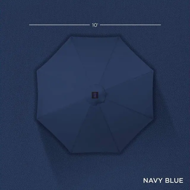 Alt view image 4 of 7 - 10ft Solar Polyester LED Lighted Patio Umbrella w/Tilt Adjustment and UV-Resistant Fabric - Navy Blue
