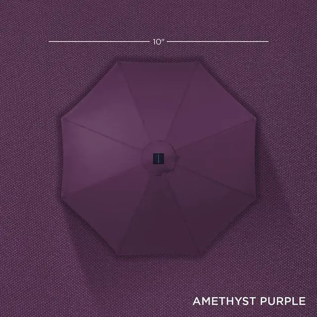 Alt view image 4 of 7 - 10ft Solar Polyester LED Lighted Patio Umbrella w/Tilt Adjustment and UV-Resistant Fabric - Amethyst Purple