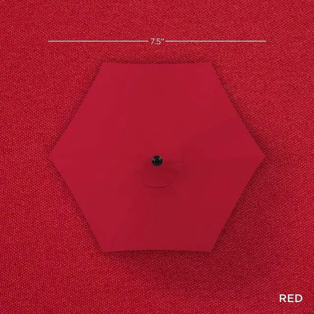 Alt view image 4 of 7 - 7.5ft Solar Umbrella LED Lighted Patio Umbrella, Table Market Umbrella with Tilt and Crank, Outdoor Umbrella for Garden, Deck, Backyard, Pool and Beach - Red