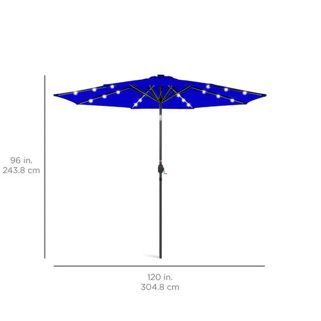 Alt view image 7 of 7 - 10ft Solar Polyester LED Lighted Patio Umbrella w/Tilt Adjustment and UV-Resistant Fabric - Resort Blue