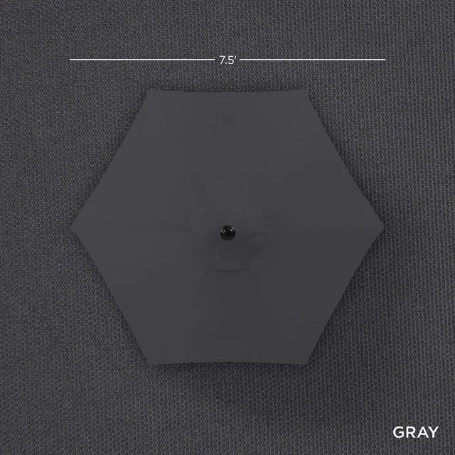 Alt view image 4 of 7 - 7.5ft Heavy-Duty Round Outdoor Market Table Patio Umbrella w/Steel Pole, Push Button Tilt, Easy Crank Lift - Gray