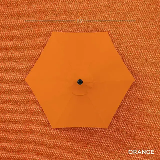 Alt view image 4 of 7 - 7.5ft Heavy-Duty Round Outdoor Market Table Patio Umbrella w/Steel Pole, Push Button Tilt, Easy Crank Lift - Orange