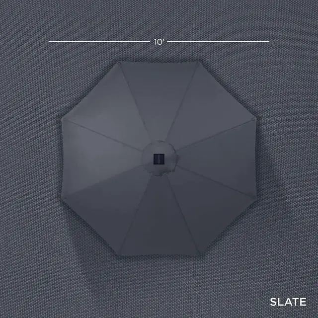 Alt view image 4 of 7 - 10ft Solar Polyester LED Lighted Patio Umbrella w/Tilt Adjustment and UV-Resistant Fabric - Slate