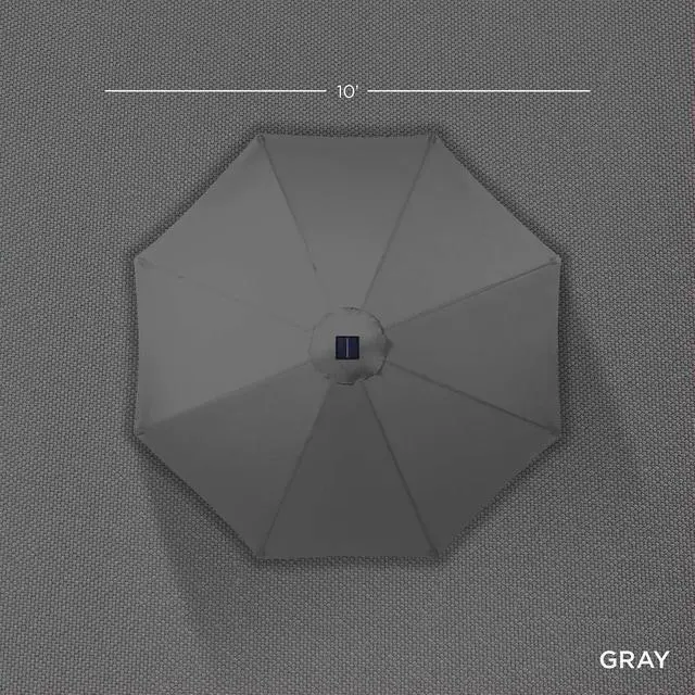Alt view image 4 of 7 - 10ft Solar Polyester LED Lighted Patio Umbrella w/Tilt Adjustment and UV-Resistant Fabric - Gray