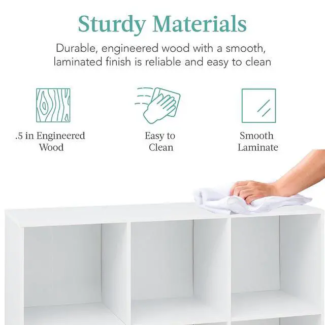 Alt view image 6 of 7 - Best Choice Products 6-Cube Storage Organizer, 13.5in Shelf Opening, Bookcase, Display Shelf, Customizable w/ 3 Removable Back Panels White