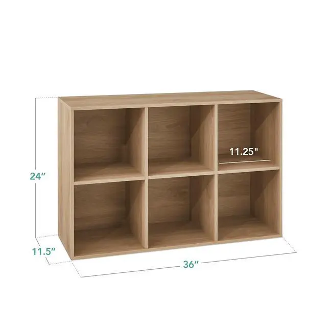 Alt view image 2 of 7 - Best Choice Products 6-Cube Storage Organizer, 11in Shelf Opening, Bookcase, Display Shelf, Customizable w/ 3 Removable Back Panels Light Oak