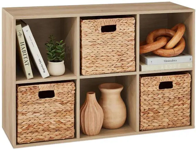 Main image of Best Choice Products 6-Cube Storage Organizer, 11in Shelf Opening, Bookcase, Display Shelf, Customizable w/ 3 Removable Back Panels Light Oak